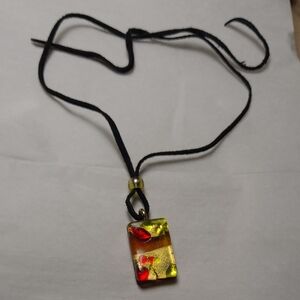 Colorful Pendant Necklace with Black Cord